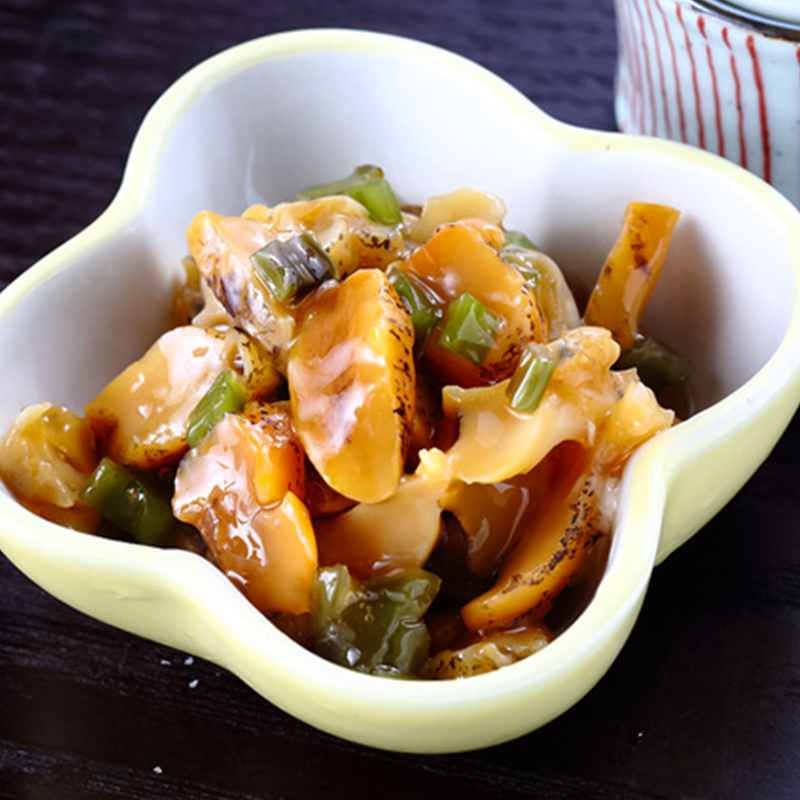 Mustard flavoured abalone slices